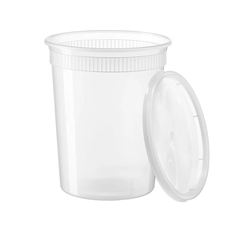 Round 8 16 32oz Microwave Plastic PP Clear Deli Container with Lid