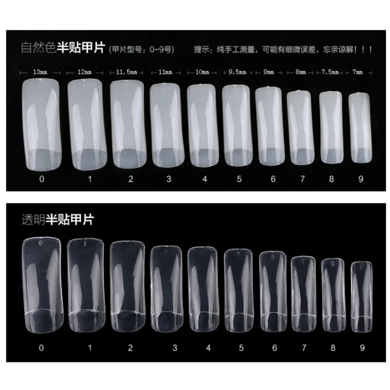 500pcs/Box Artificial Half Cover Nail Tips Acrylic Transparent Nail Capsules French Manicure False Nails