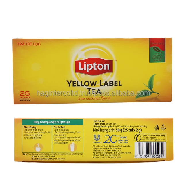 Коробка для чая с желтой этикеткой, 100 пакетиков