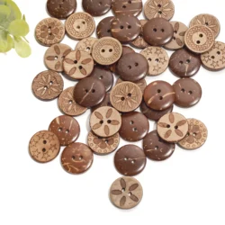 E01 Custom Printing Wooden Natural Round Vintage Baby Wholesalers Coat Coconut Shell Sewing Clothing Buttons