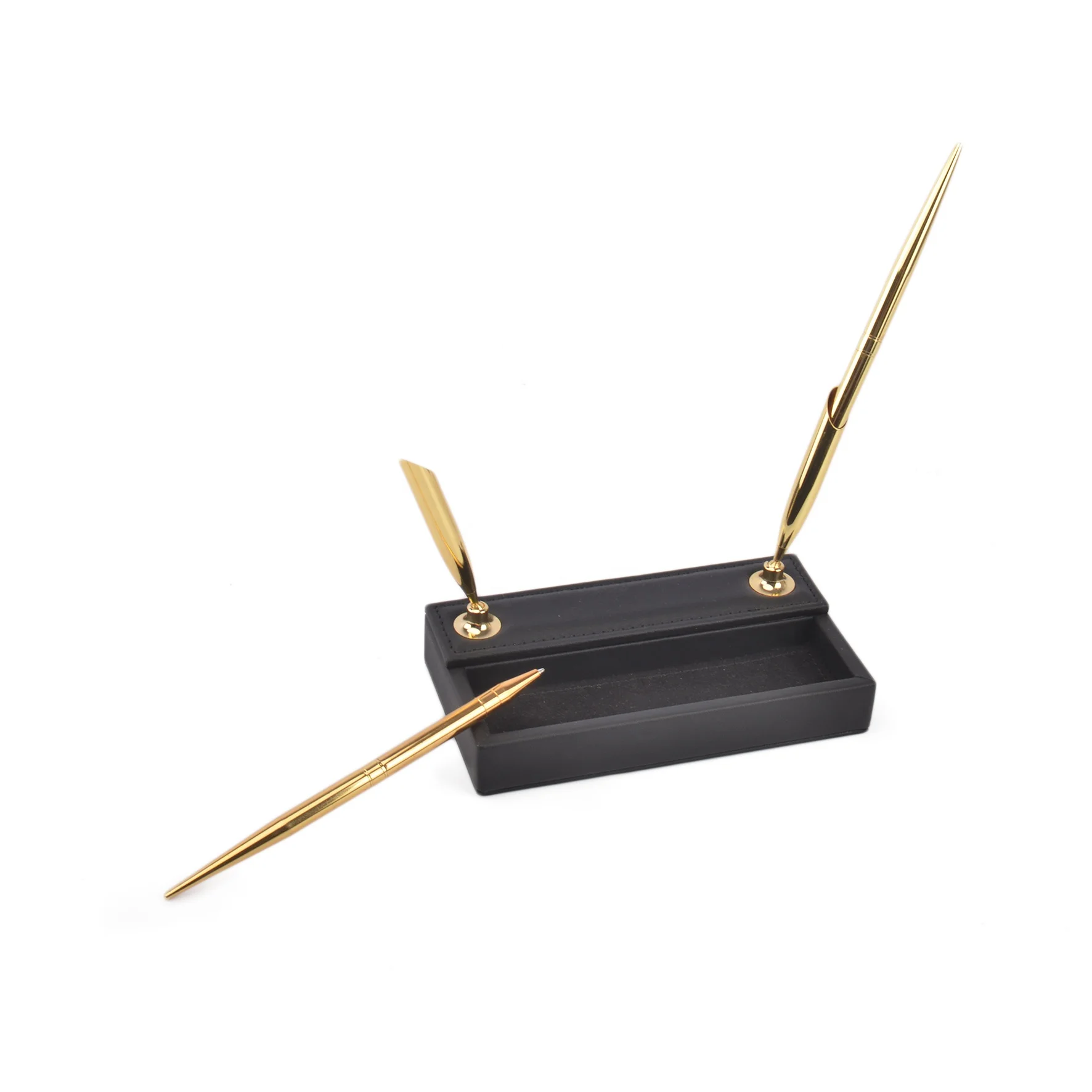 Qatar Government Luxury Black Leather 7 Piece Desk Organizer Set Executive Business Desktop Office Stationery Accessory Set