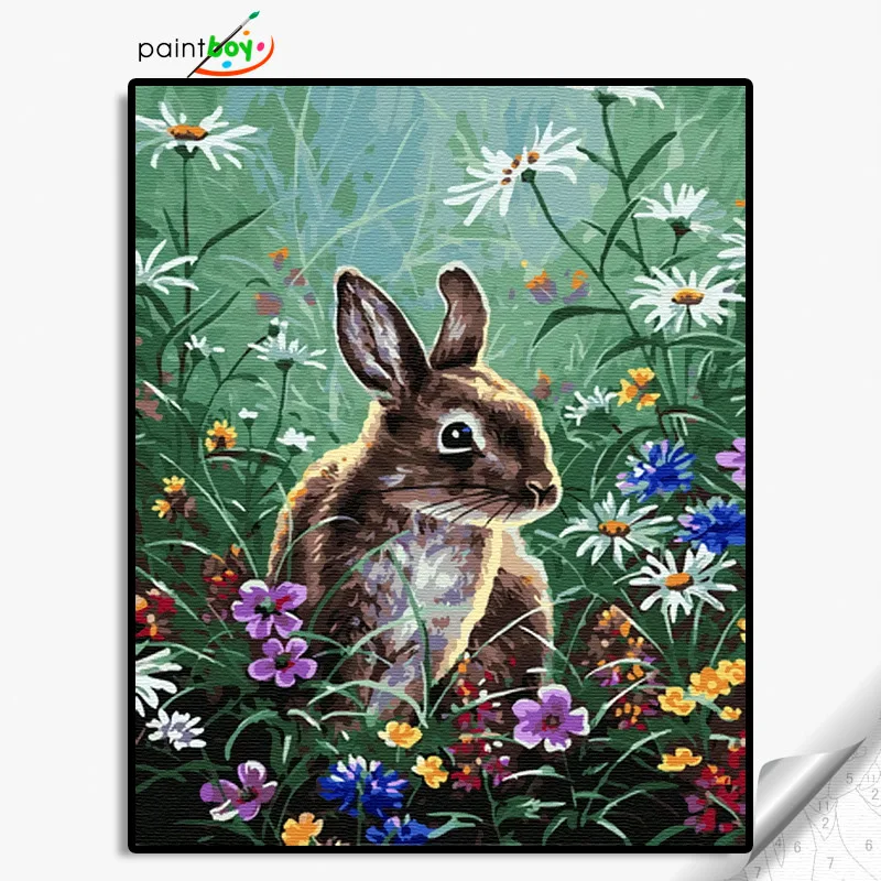paint boy GX36655-40*50cm oil painting by numbers Animal Rabbit in the jungle customizable wholesale