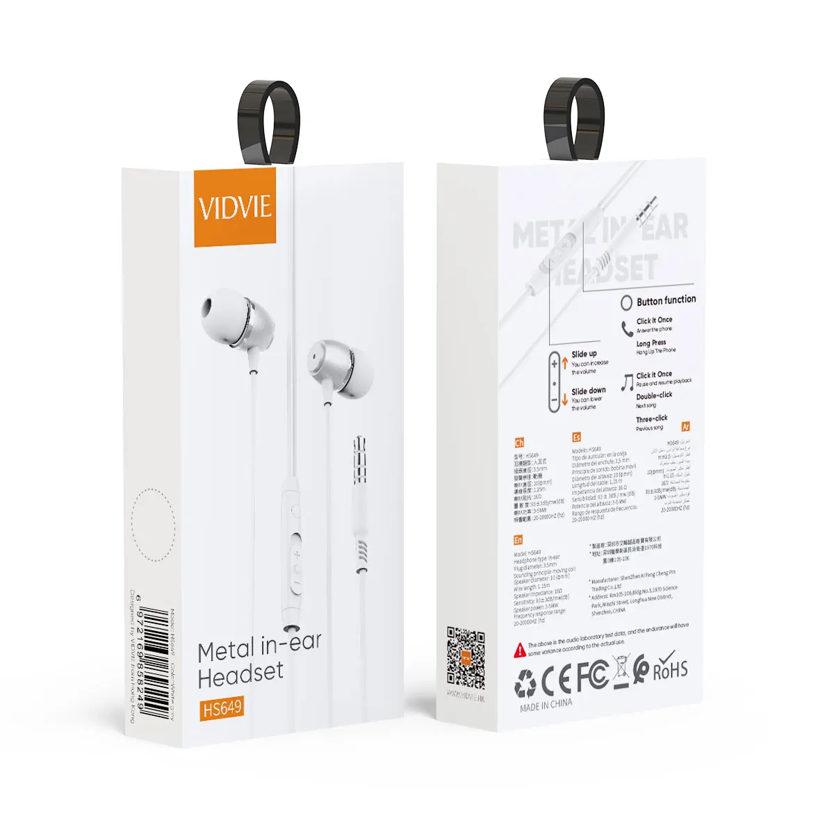 VIDVIE Cheap Stereo Sound Auriculares 3.5 mm Handsfree Wired Headphone With Microphone