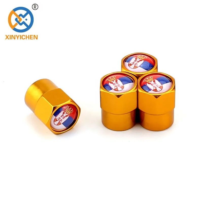 4PCS Wheel Rim Center Hub-Caps Tire Valve Stem Stainless Valve-CAPS Customized Flags Universal 8V1 Thread