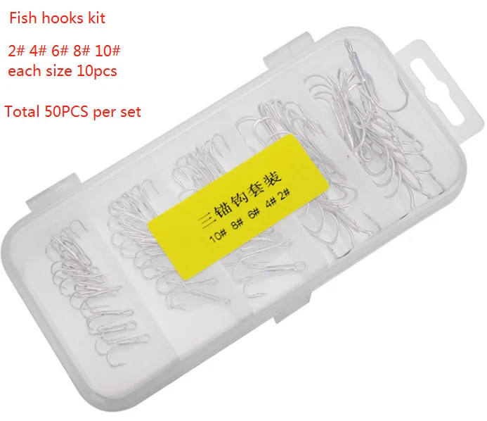 50pcs Box High Carbon Steel Fishing Hook Size 2# 4# 6# 8#10# Fish hooks for Carp Fishing Tackle Fish Sport Blue OEM