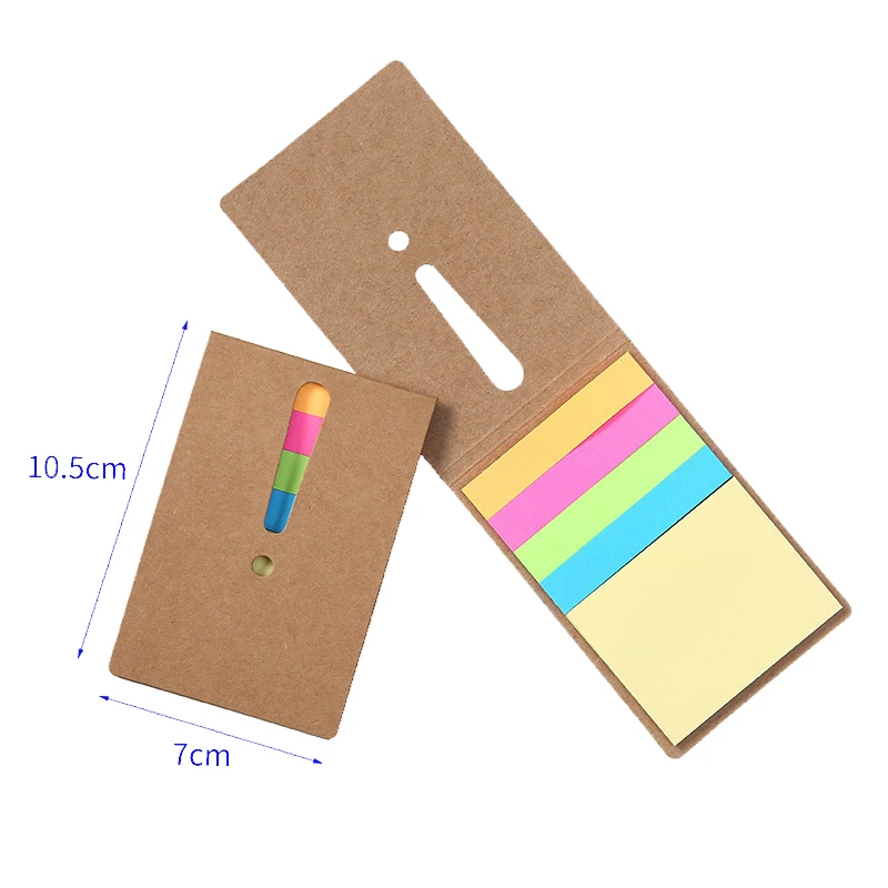 10.5 x 7cm Mini Pocket Custom Logo Printed Promotional Eco Friendly Recycled Kraft Paper Cover Sticky Notes