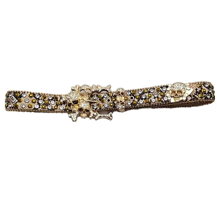 New Rhinestone Belt with skull buckle  for Jeans Pants