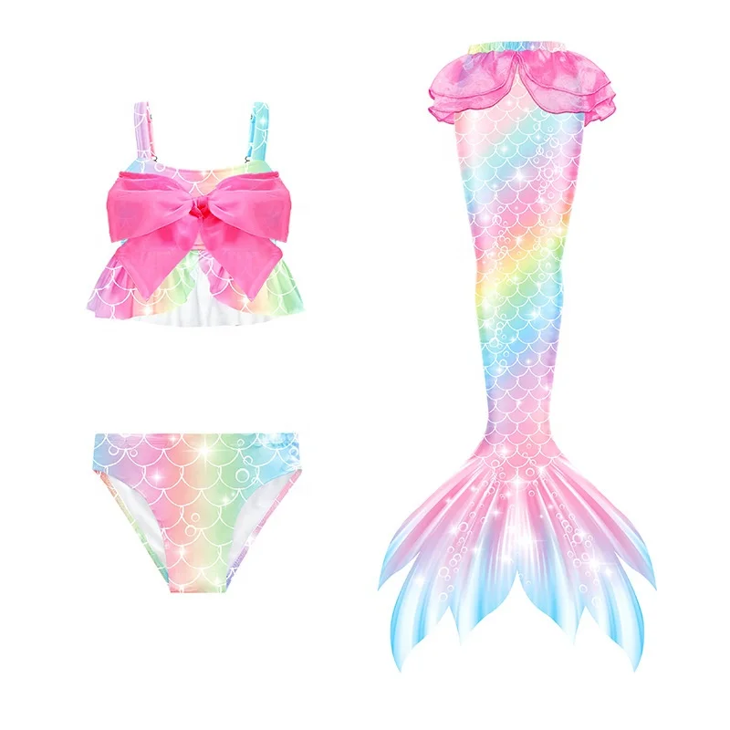 2024 popular Girls 3PCS children mermaid tail bikini swimwear kids bathing suits pretty girls mermaid swimsuits