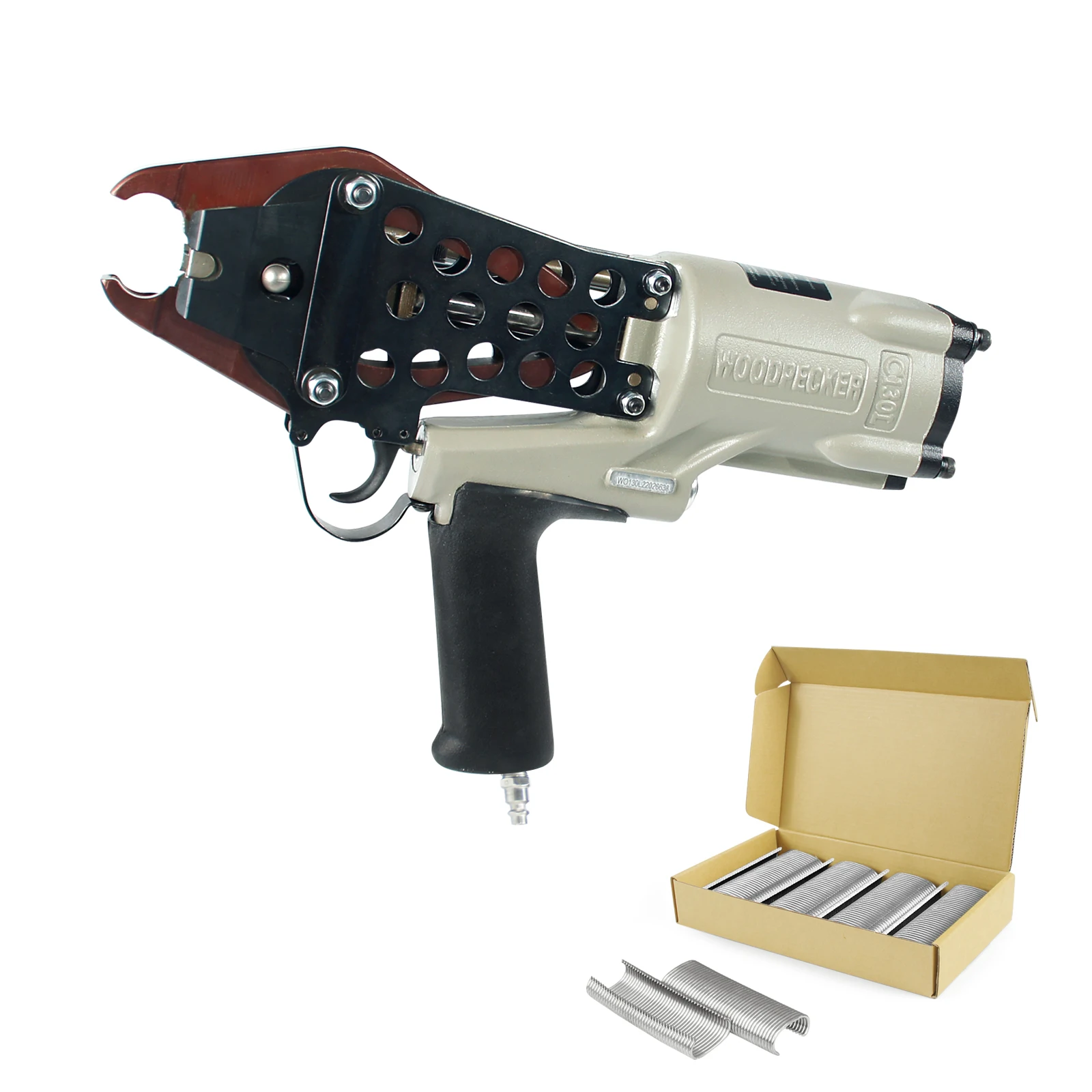 Woodpecker #C130L 11 Gauge Easy Carry Pneumatic Hog Ring Gun for Gabion 1 1/2 Inch Crown Air C Ring Plier for Wire Cages, Gabion