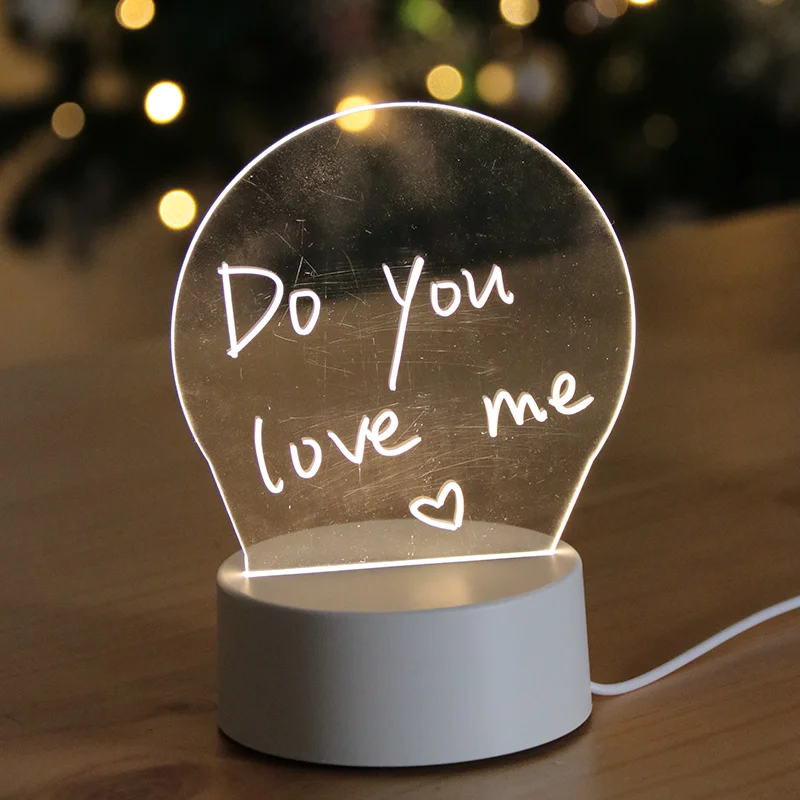 3 Colors creative luminous wood 3D Lamp base DIY Graffiti memo Acrylic message board light wooden LED night light base