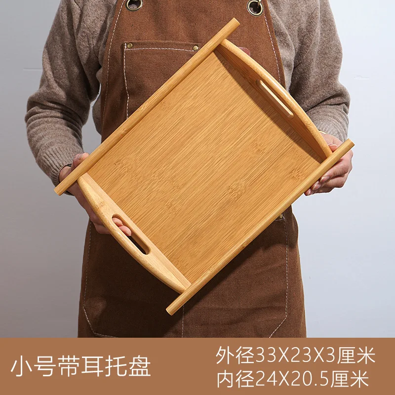 Aolan Luxury Eco-Friendly Bamboo Serving Tray With Modern Design Custom Size Handle Home Restaurant Hotel Kitchenware Use