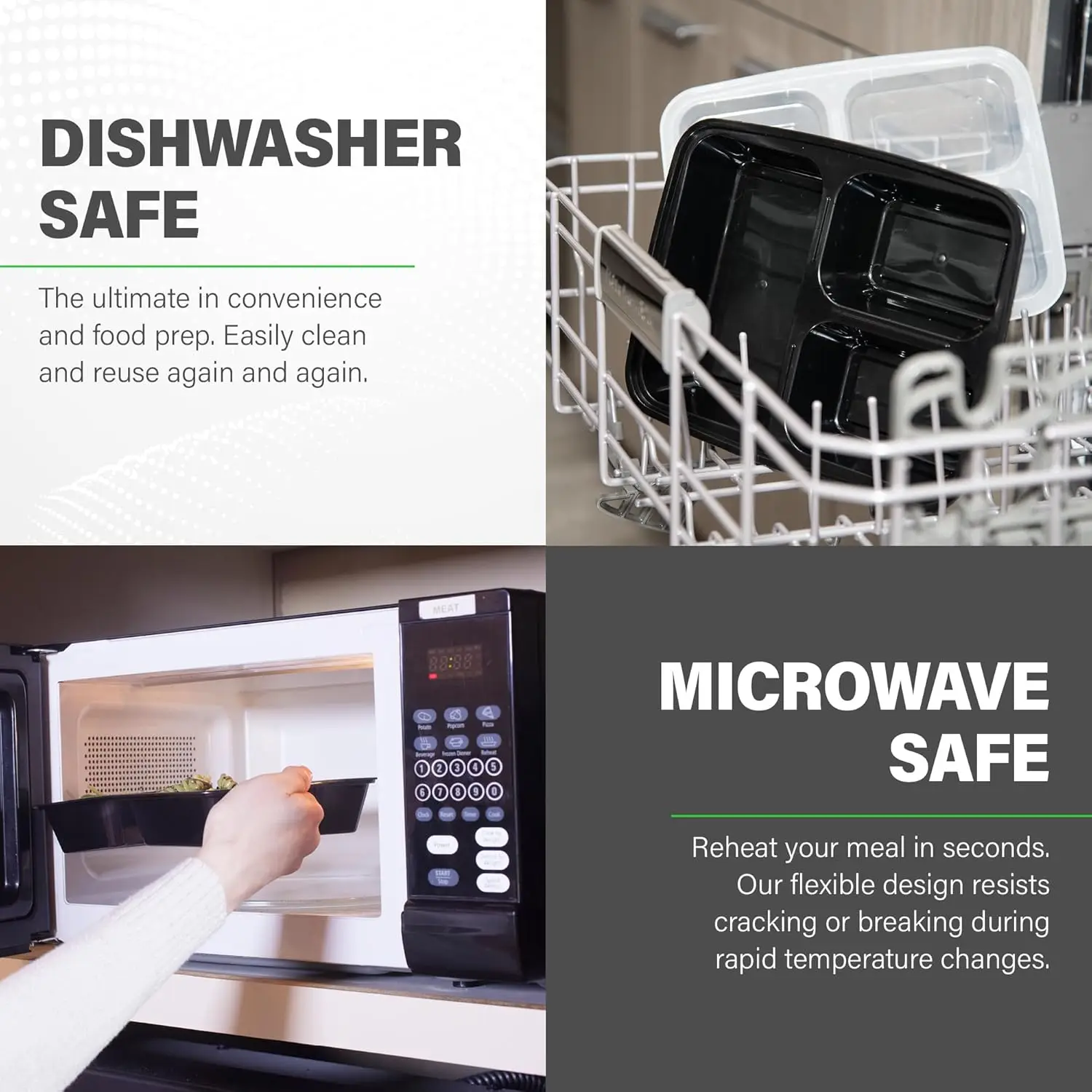 4-compartment 1100ml square plastic food container leakproof microwave safe meal prep with lid clear plastic food containers