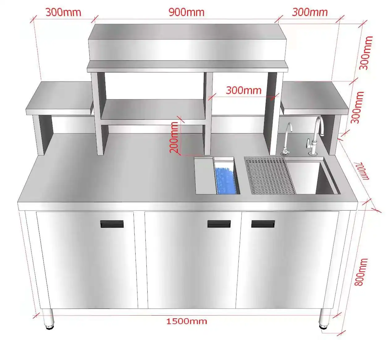 FEST  Bubble Tea Shop Equipment Professional OEM bubble tea equipment custom boba tea counter with refrigerated work station