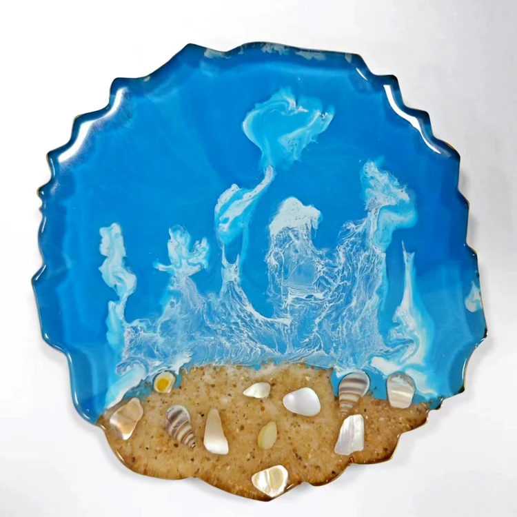 Epoxy Resin Handmade Ocean Sea Style Coasters Home Decor Gift Coffee Tea Cup Mat Resin Crafts