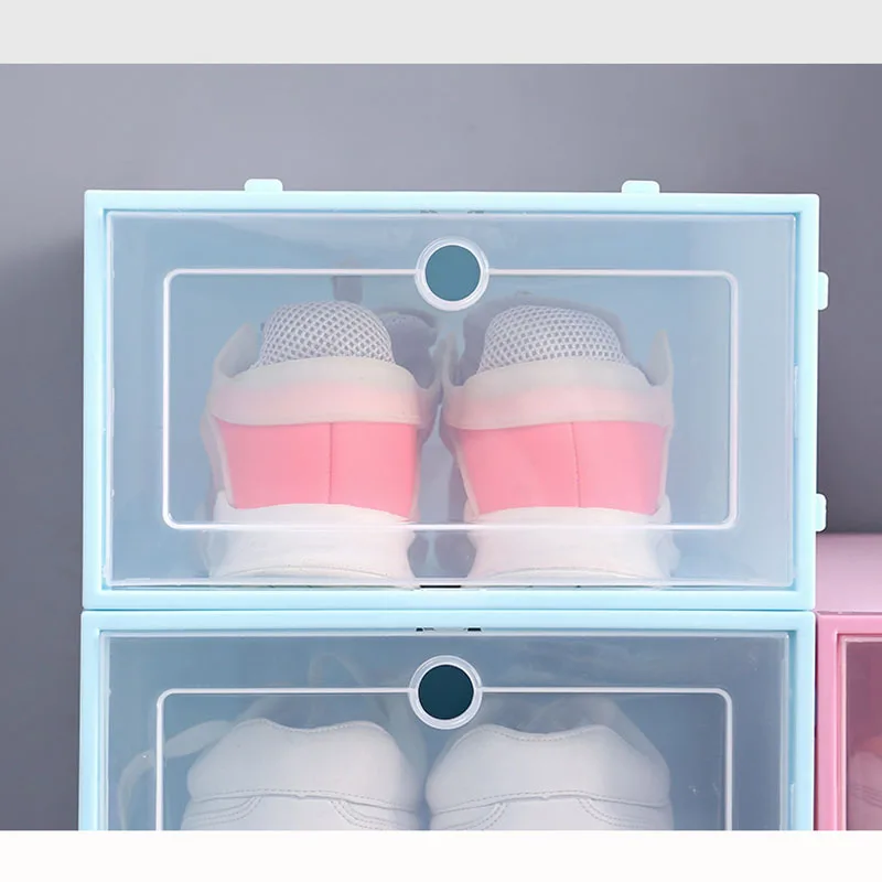 Cheap Price Durable Storage Clear Stackable Foldable Shoe Box Plastic Home Usage Storage Case