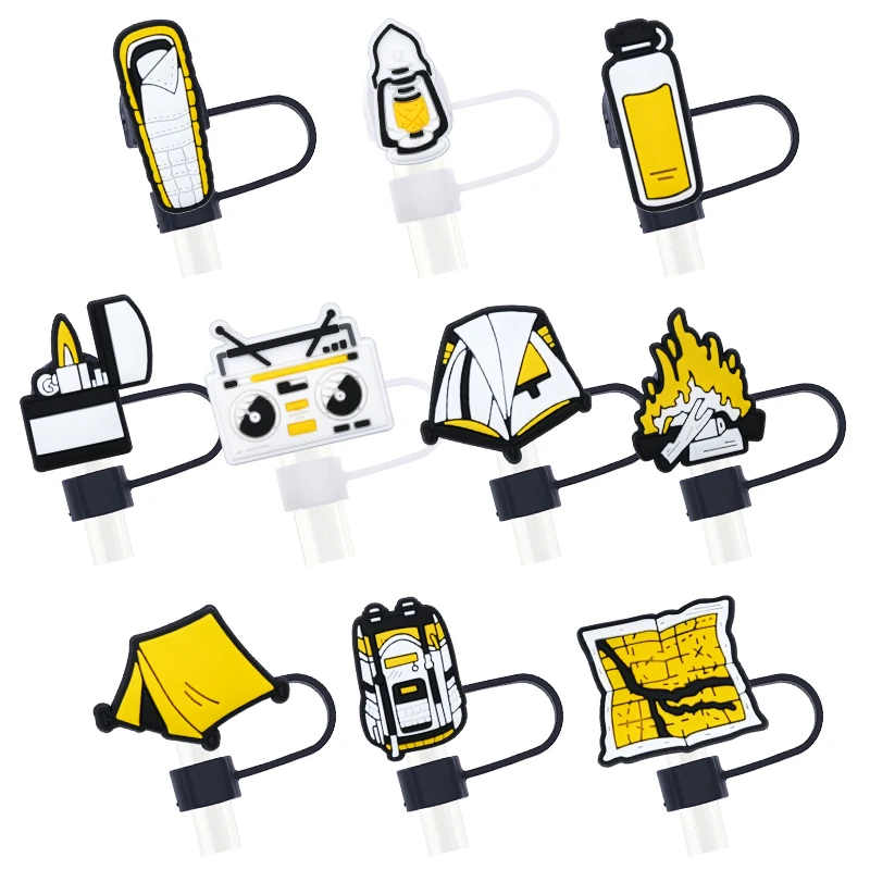 Wholesale 2024 New 8mm Camping Style Drink Spiking Prevention Cover Portable Straw Silicone Straw Openable