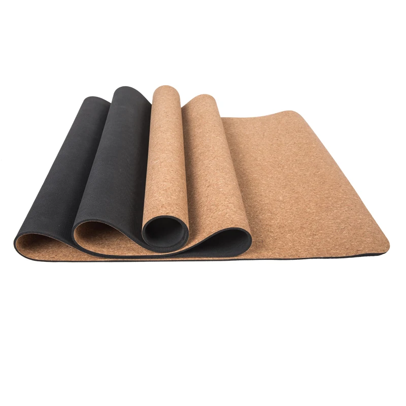March Expo 2022 organic joga cork rubber mat, custom 5mm thick eco friendly natural rubber cork yoga mat