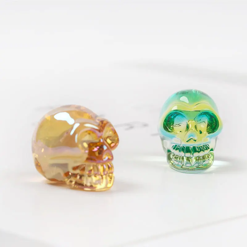 Assorted Crystal Skull Sculpture Plating Gemstone Statue Figurine Collectible Healing Reiki Crystal Ornament