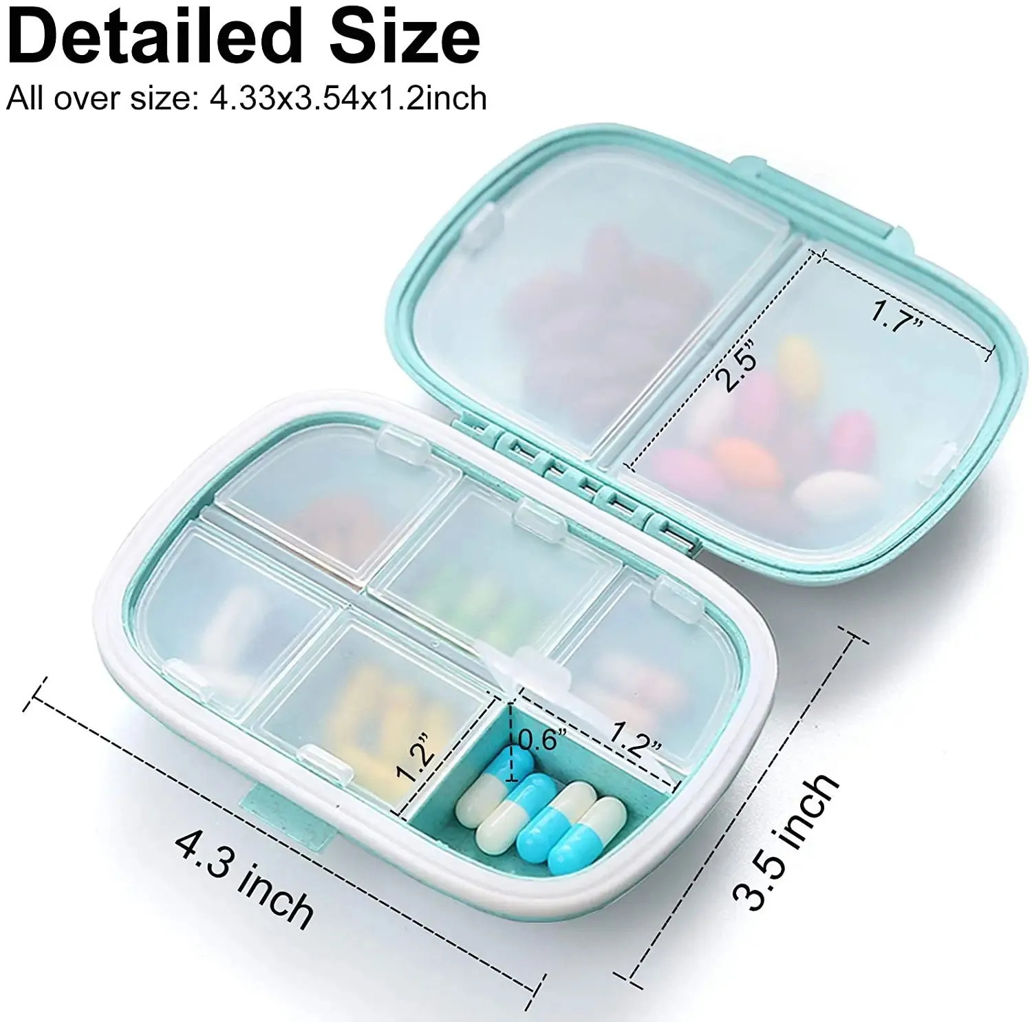 Customized Logo Portable 7-Day & 4-Time Pill Organizer Durable Wheat Straw Pill Storage Cases Weekly Pill Case Box