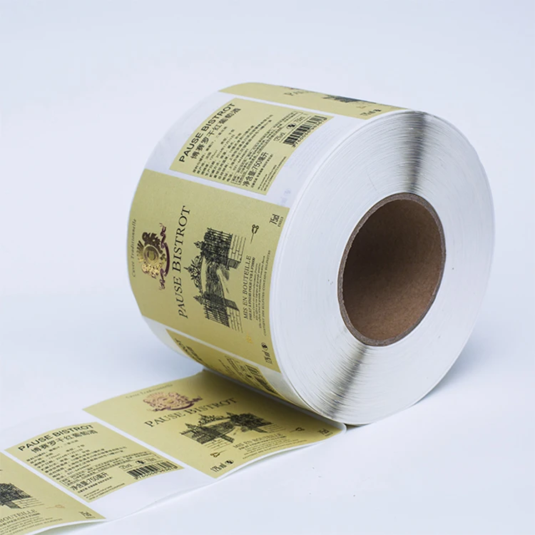 professional manufacturer recycled paper sticker custom printing textured paper embossed adhesive vodka wine labels