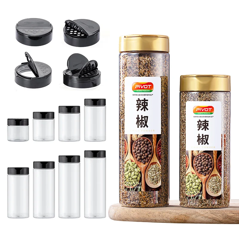 Factory PET Empty Plastic Seasoning Bottles Spice Shaker Powder Containers Pepper Salt Jar