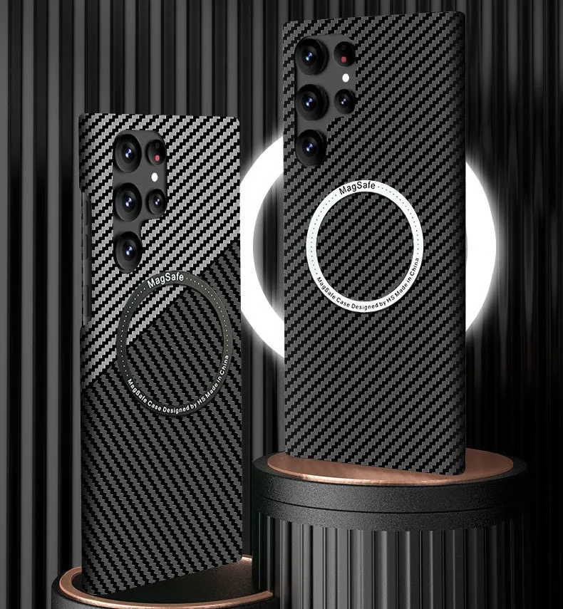 Galaxy case for Samsung S23 Ultra carbon fiber phone case S21 S22  inclusive magnetic absorption PC ultra-thin protective xase