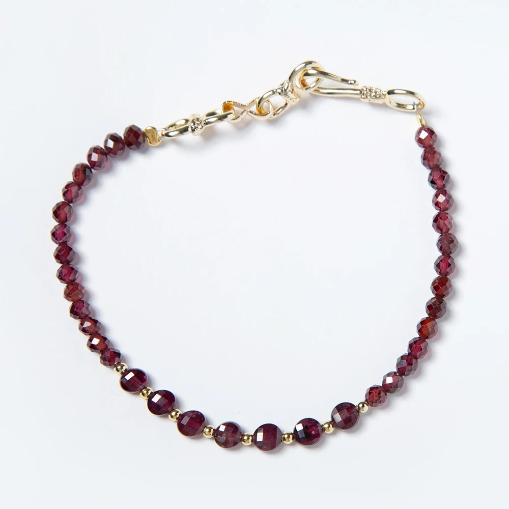Bestone Hot Sale 3.5mm Garnet Bracelet Natural Stone Bracelet for Women and Girls