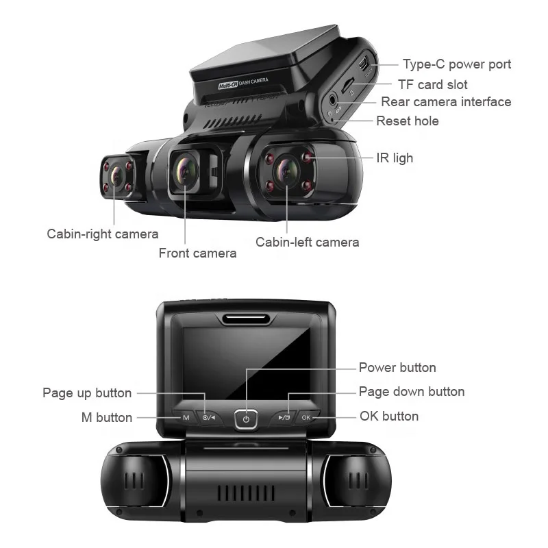 1080P Universal Auto Electronics HD Car DVR 3 Lens Dashcam Double Din  DVD Player for Car Stereo With Bluetooth