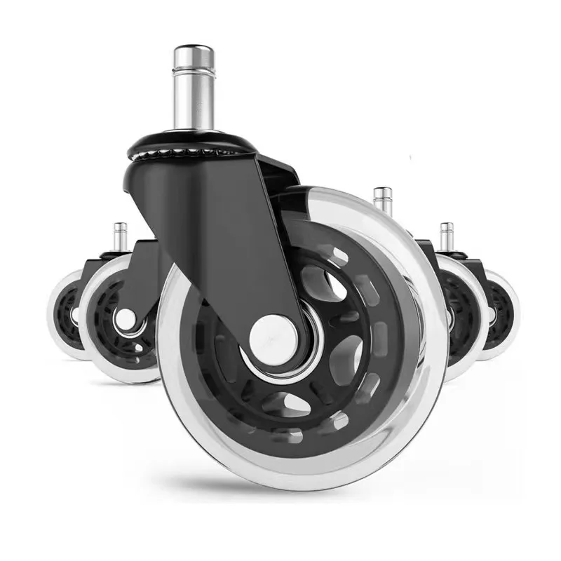 2.5-inch 3-inch snap ring black transparent wheel insertion rod PU casters silent universal wheel