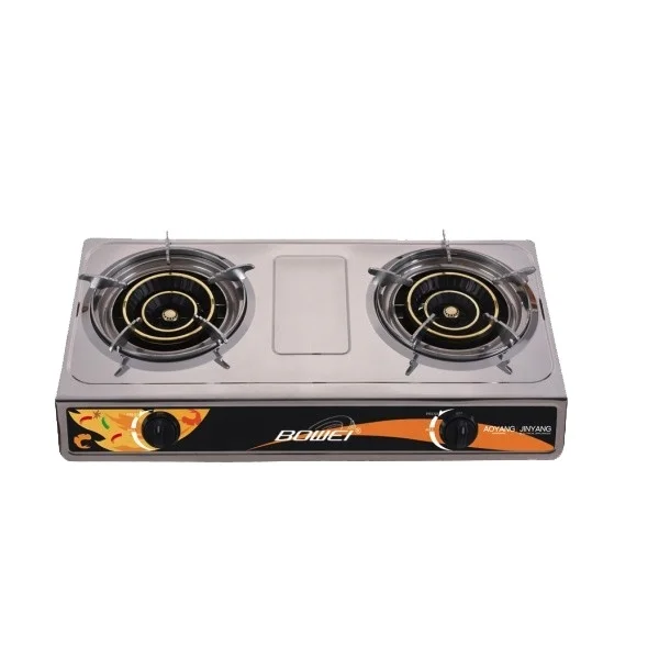 Three ring fire stainless steel gas stove 2 burner gas stove