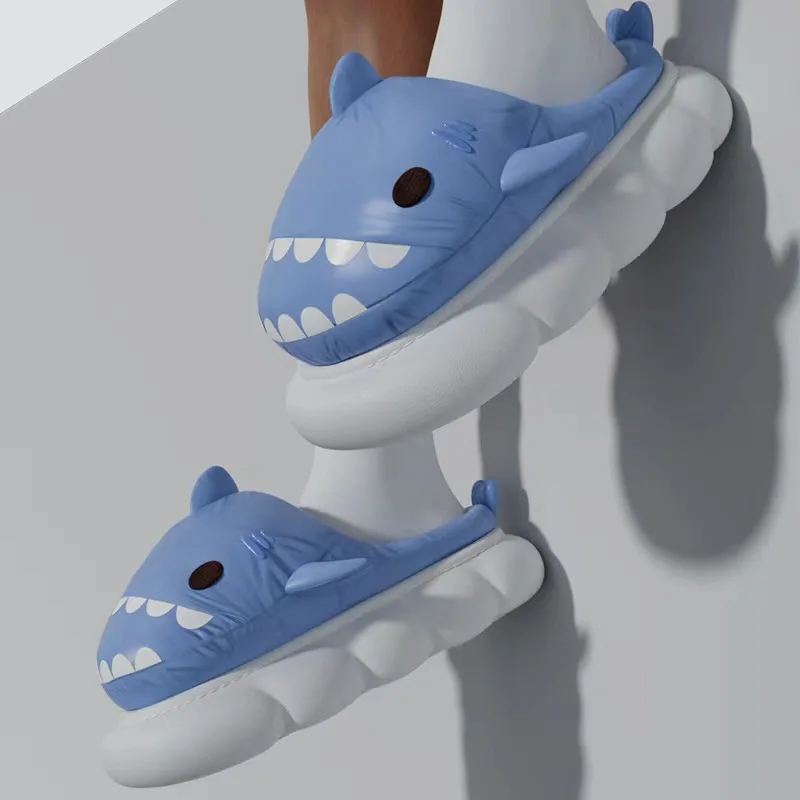 Newest Design Shark Fur Slides Soft 4CM Thickness Sole Non-Slip Cute Warmth Fuzzy Women Plush House Slippers