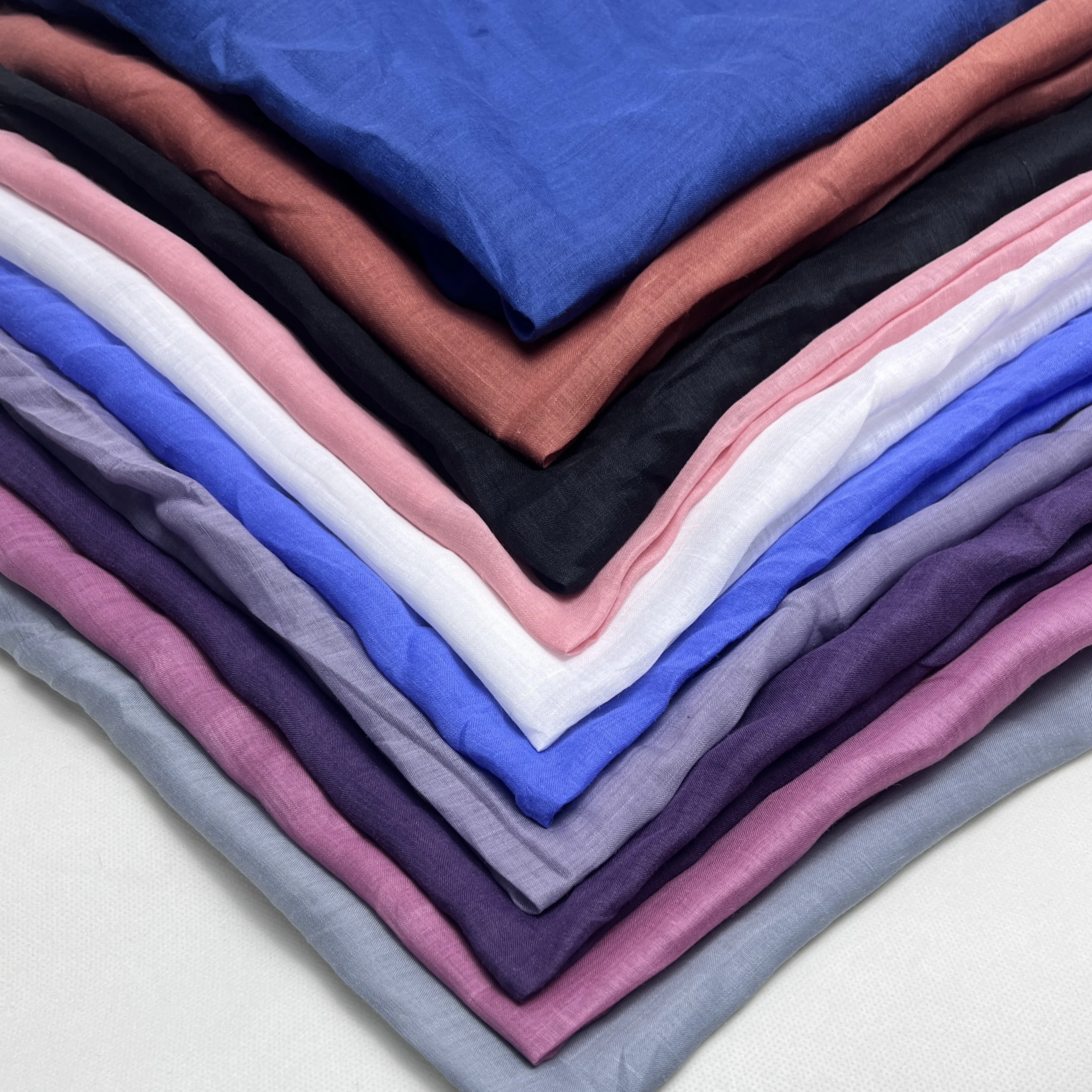 Wholesale In Stock 100s High-Density Pure Ramie Fabric Eco Friendly Lightweight Solid Linen for Light Cloth Shirt dress Pants