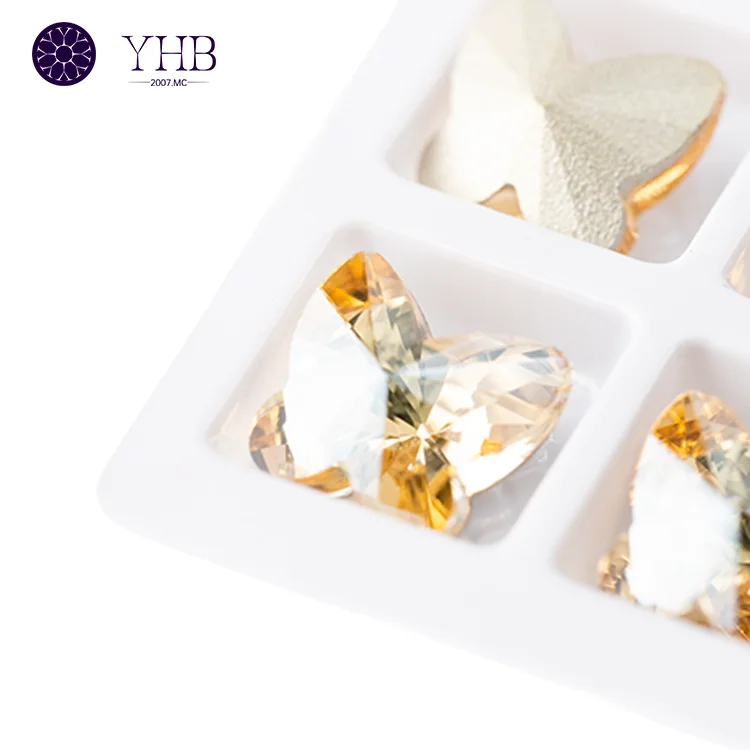 3d Design Butterfly Shape Loose Glass Crystal Stones Rhinestone For Clothes Jewelry Making