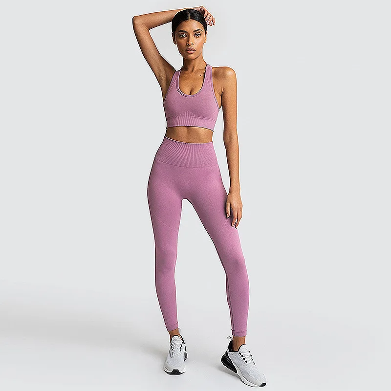 New Custom Sexy Lightweight Breathable Legging bra Workout Yoga Set Women Sports Seamless Legging Suits