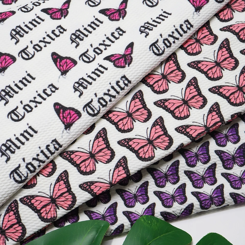 La Mini Toxica Butterfly Printed Textured Liverpool Fabric Bullet Knitted Stretch Tie Dye Fabric