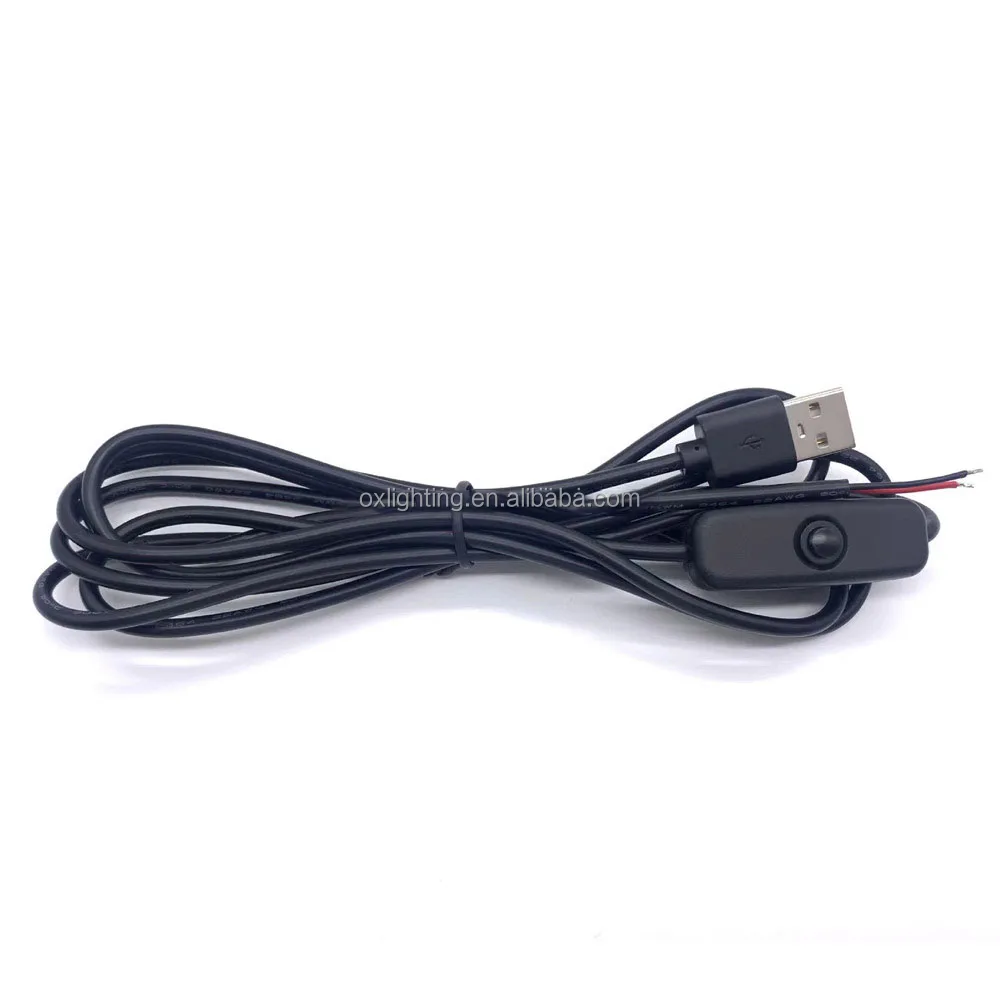 1m 1.5m 5v White Black 501 Button Wire ON OFF USB Power Switch Cable for 3d night light