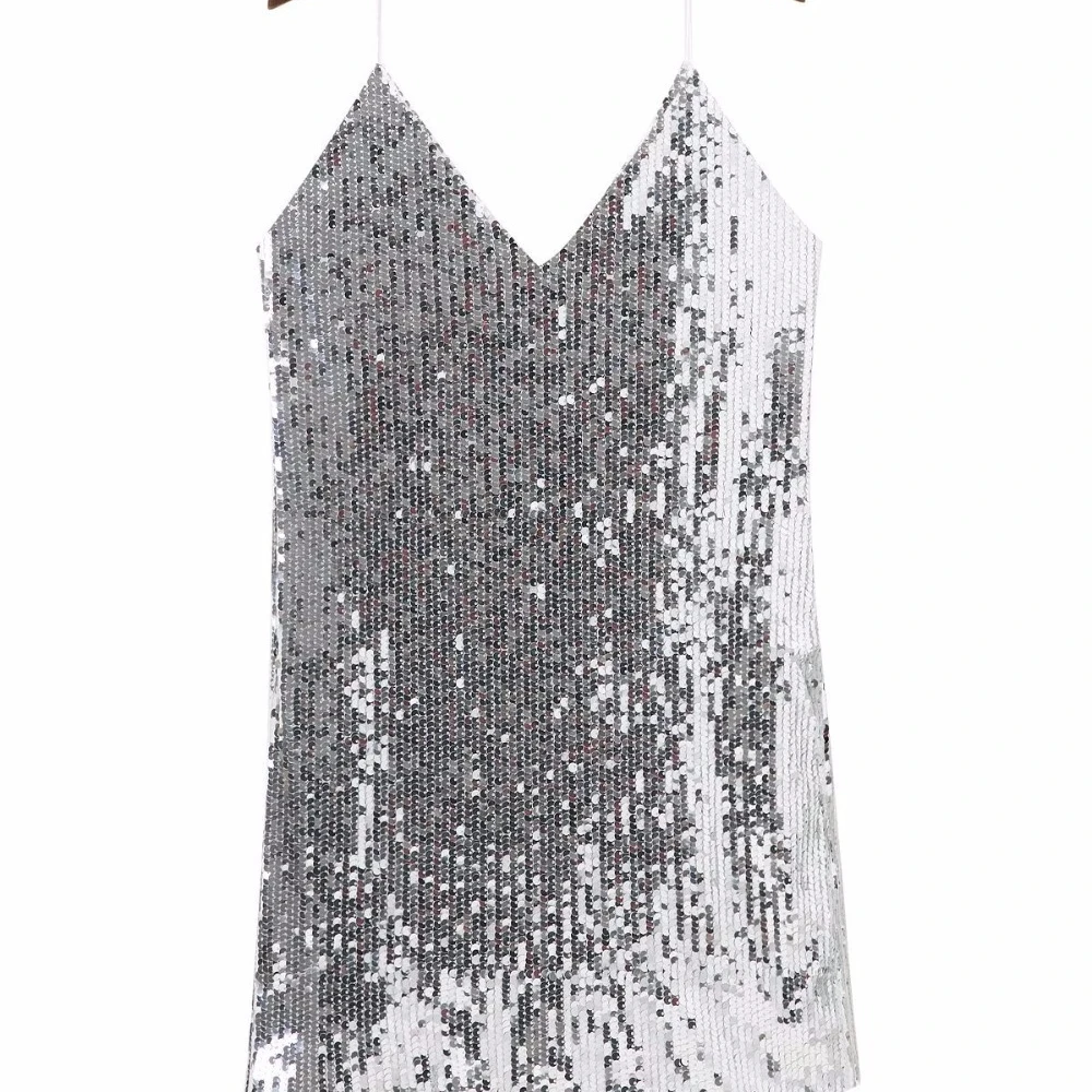 Лето 2021, костюм с блестками wish, юбка на бретелях, яркое женское сексуальное платье с блестками и V-образным вырезом в европейском и американском стиле