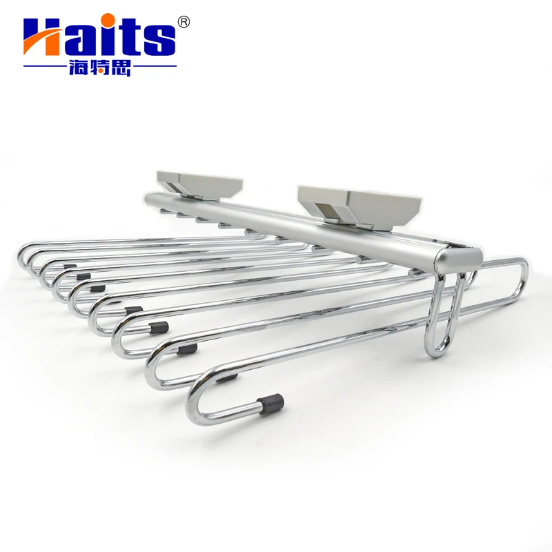 Wholesale Wardrobe Fittings 400mm Wardrobe Pull Out Top Mount Trousers Rack Soft Closing Slide Trousers Rack