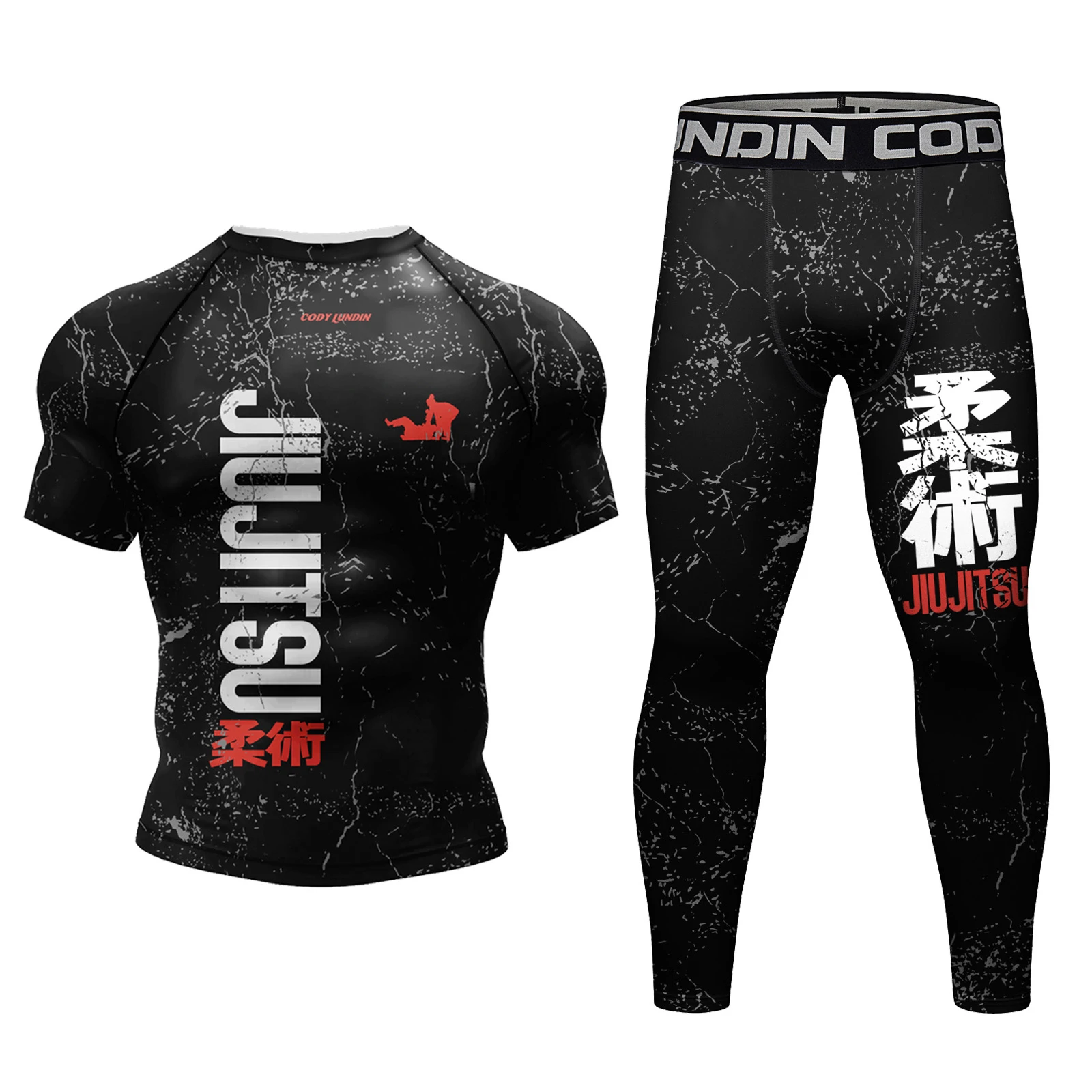 Custom BJJ Rashguard T Shirts+Pants Rash Guard Fitness Tracksuit Boxing Jerseys Muay Thai Compression Men Kickboxing Sport Suit