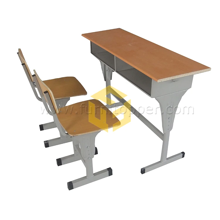 High School University Study Room Classroom Double Seat Table Furniture School Desk And Chair MDF With Melamine Fireproof Board