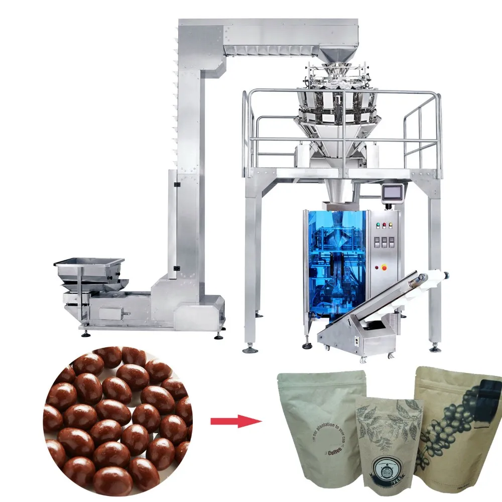 High-accuracy standard multihead weigher weighing and counting bagging chocolate beans packing machine