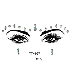 Wholesale Face Jewels Rave Gem Glitter Bling Tattoo Bindi Crystal Body Crystal Rhinestone Eye Stickers for Festival Party
