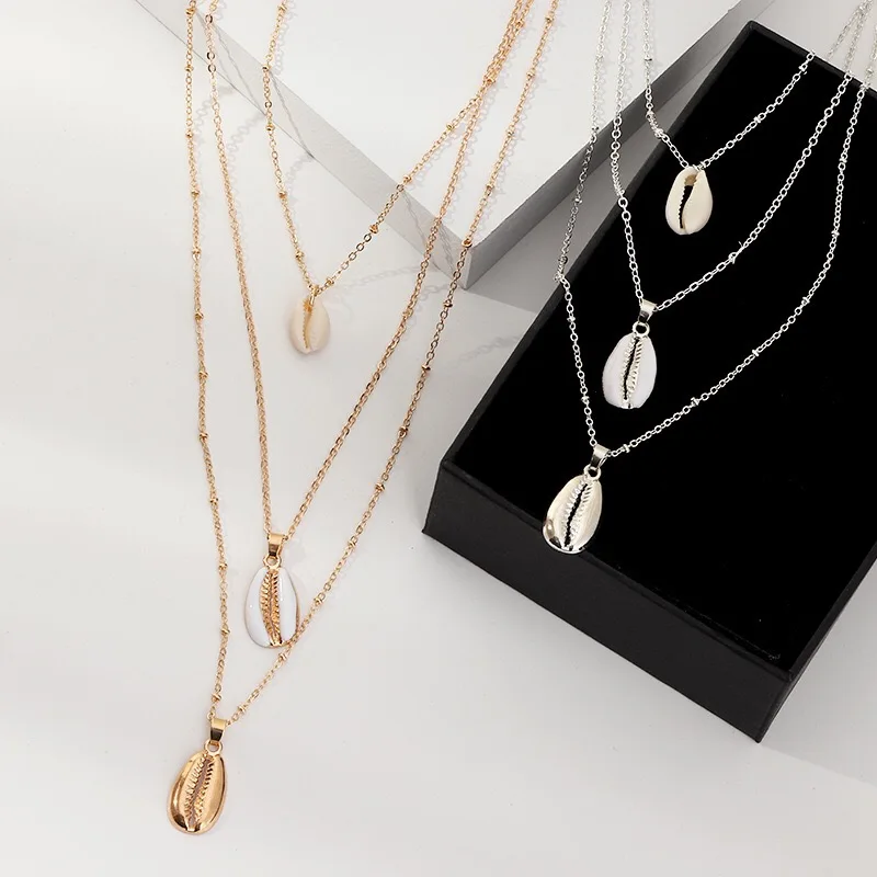 Femtindo New Puka Shell Jewelry Designs Custom Silver/Gold Tone White Cowrie Shell Necklace For Women