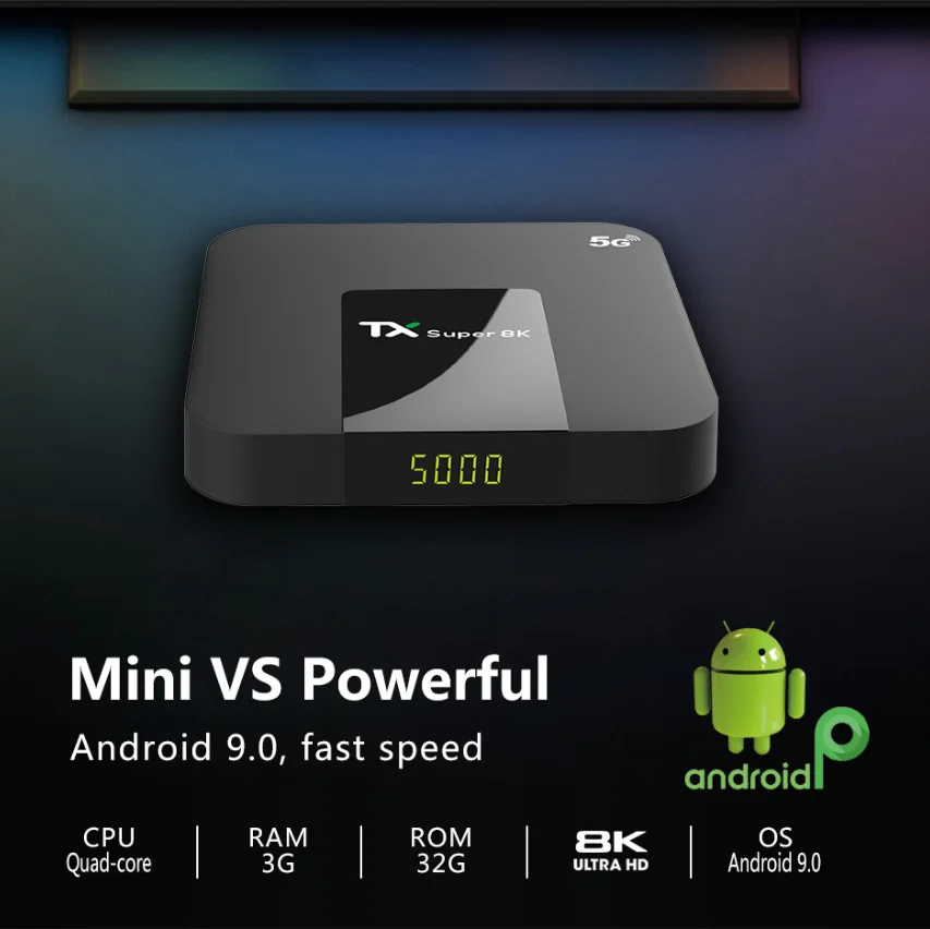 Супер цифровая игровая ТВ-приставка Elinksmart TX на Android 9 с гигабитным Ethernet Wifi 8 ГБ ОЗУ HD телеприставка