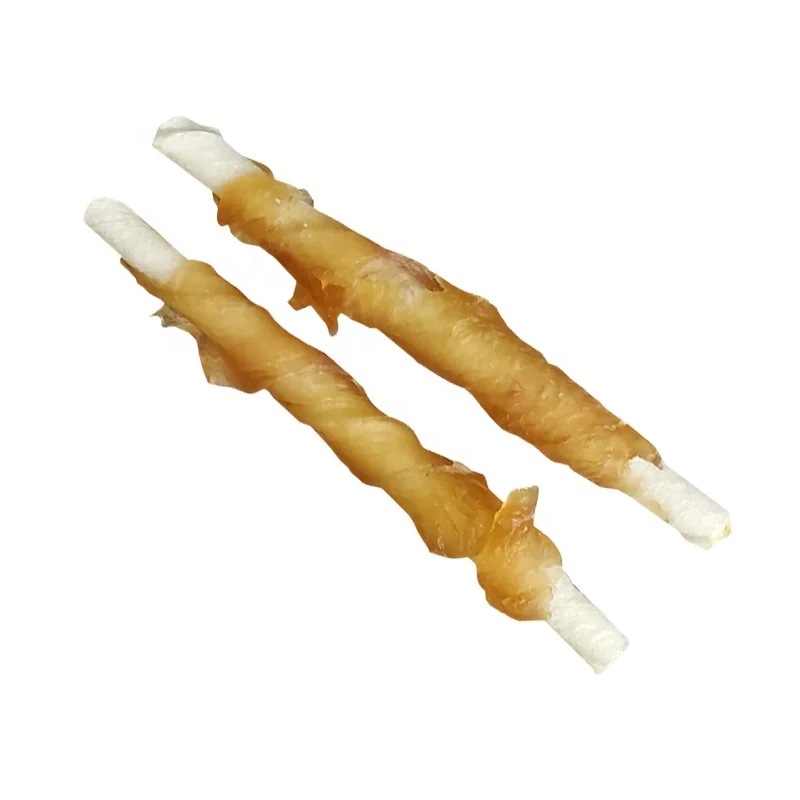 Crystal  chicken wrap rawhide twist pet treat