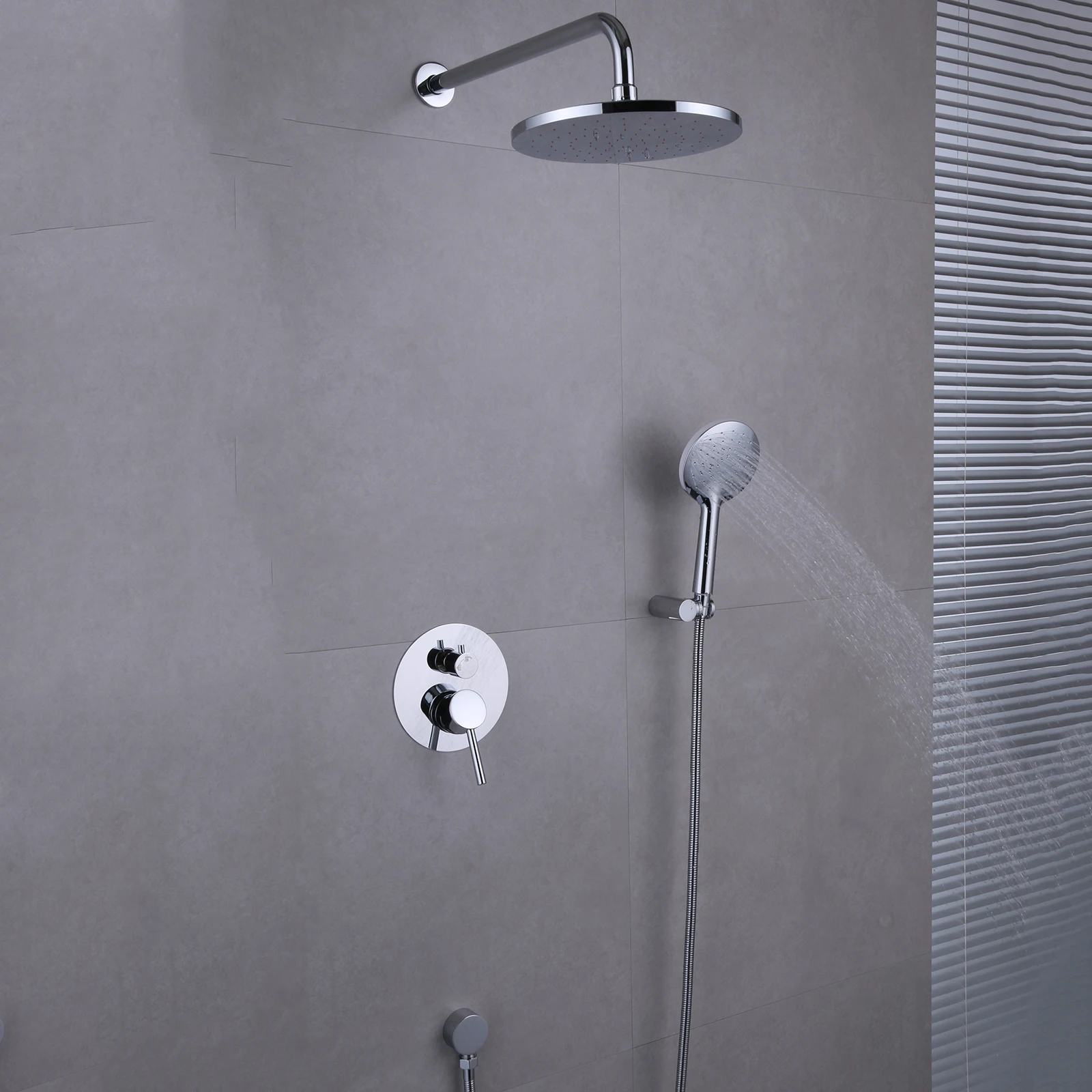 Fapully Exposed Concealed Shower Sets High Quality Wall Mounted 2-way Control Rain Bathroom  in wall Shower Set