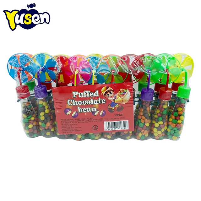 OEM Wholesale Funny Cartoon Windmill Chocolate Beans Toy Hard Plastic Candy for Kids