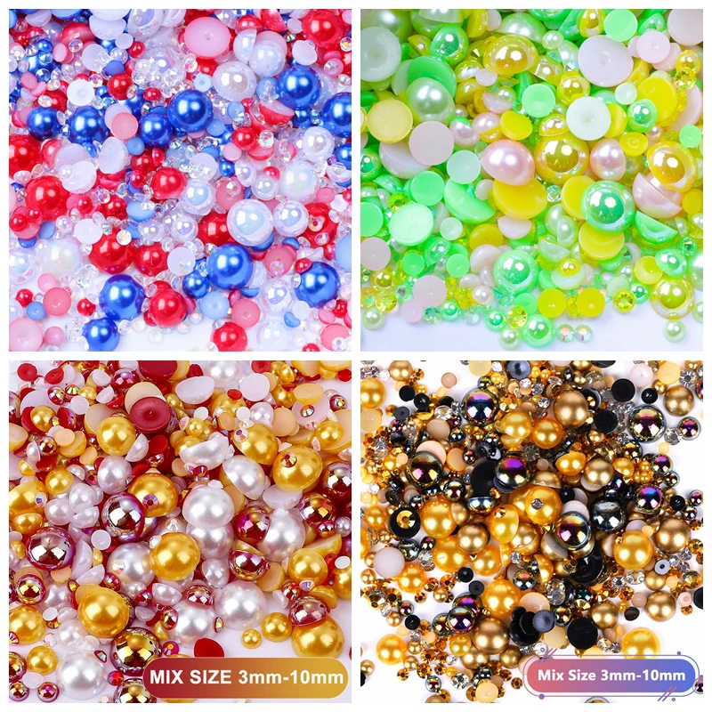 Juli Wholesale 2mm 4mm 6mm 8mm 10mm 12mm Beige AB Color Flatback Pearl Beads Half Round Pearl For Dress