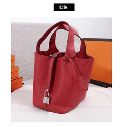 The first layer of cowhide basket handbags 2021 new fashion single product real cowhide European and American trendy bags