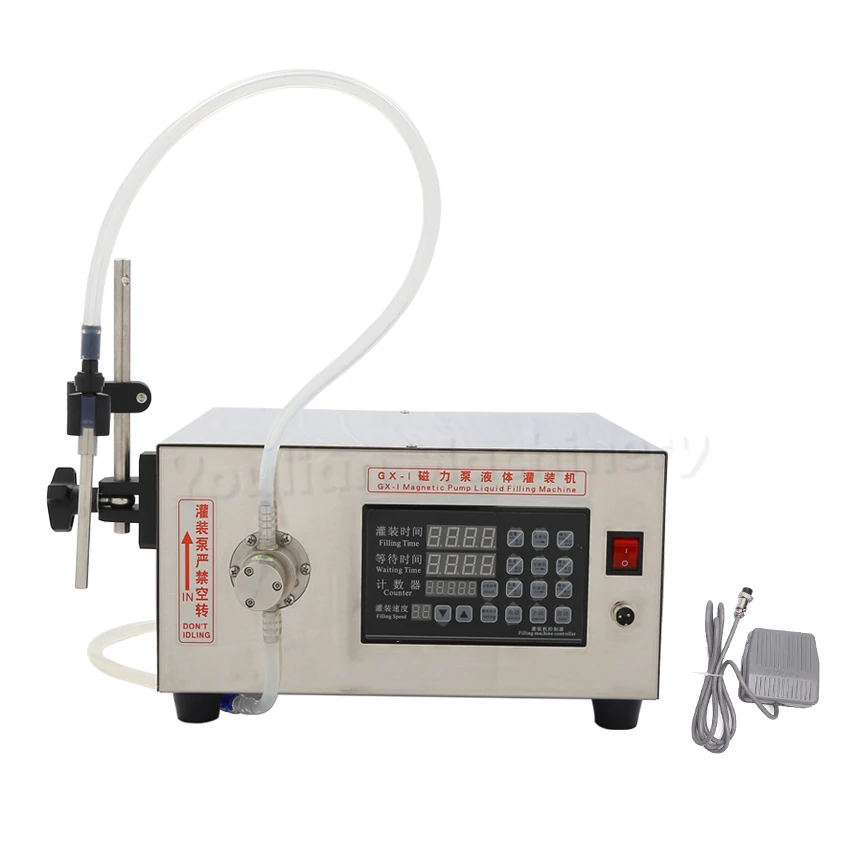GX-1 Small Desktop Big Flow Semi Automatic Digital Control Beverage Bottling Juice Milk Water Oil Bottle Liquid Filling Machine